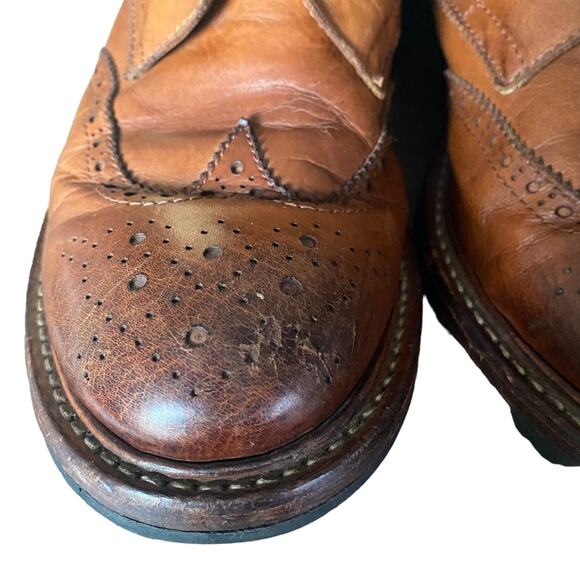 Strivers Row by Hoax Cognac Brown Wingtip leather lace up Boots size 44 - Picture 7 of 11